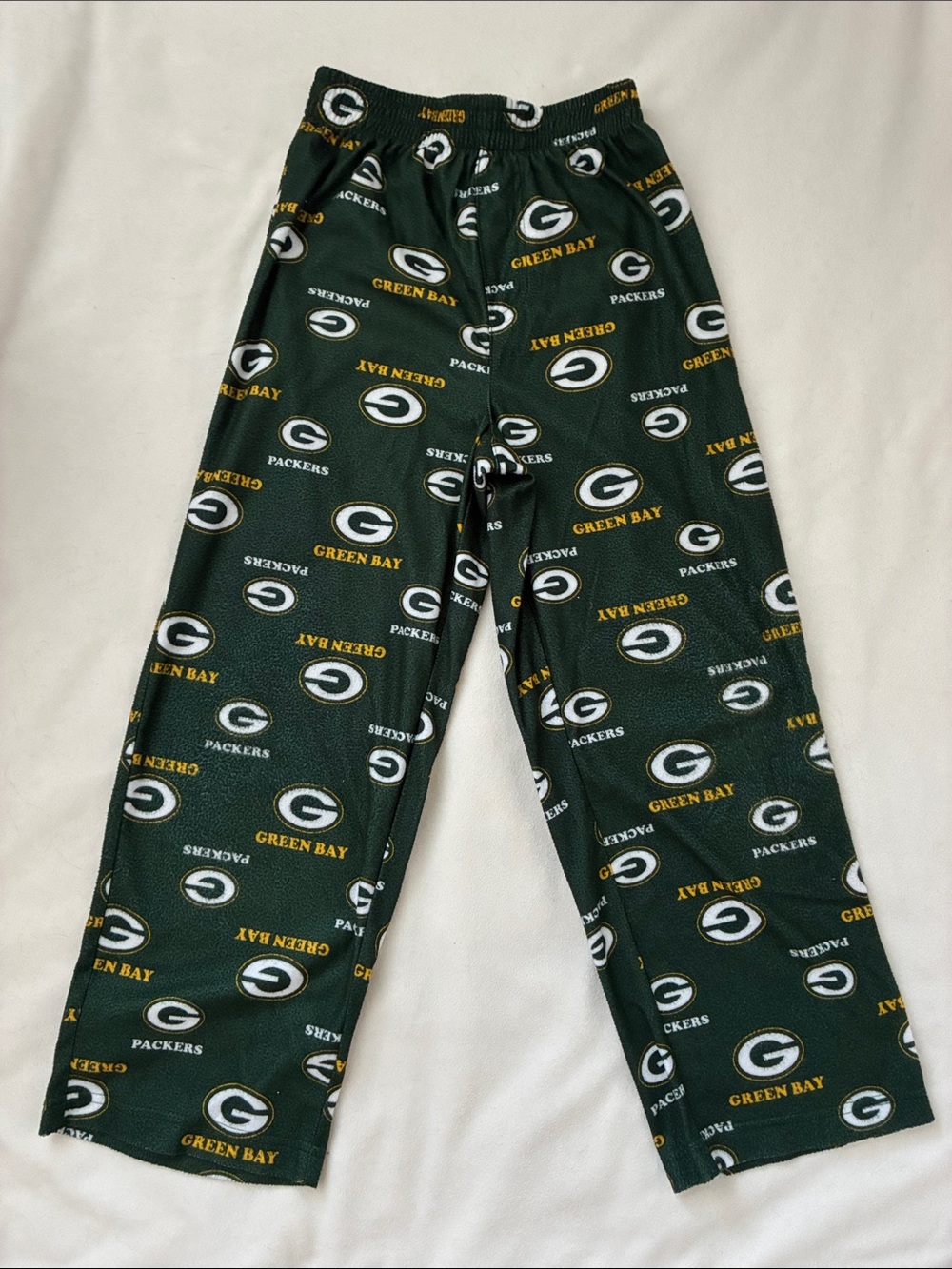 NFL Green Bay Packers Kids Pajama Pants - Dark Green with White & Gold Logos